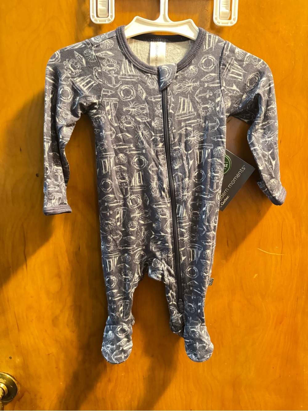 Gerber Navy and White Nautical Footed One-Piece